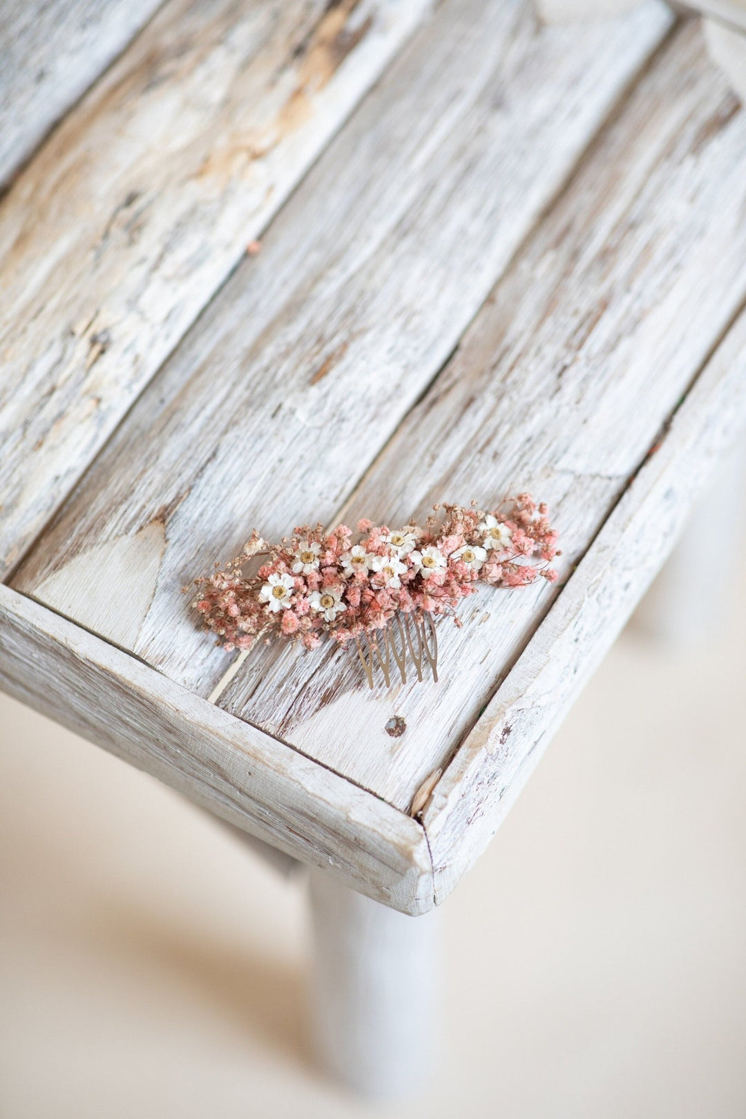 Blush Dried Flower Hair Comb: Wedding Baby's Breath Accessory – handmade floral hair accessory by magaela