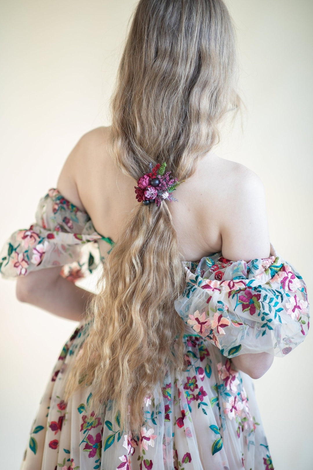 Burgundy Flower Hair Tie: Wedding Hair Accessories – handmade floral hair accessory by magaela