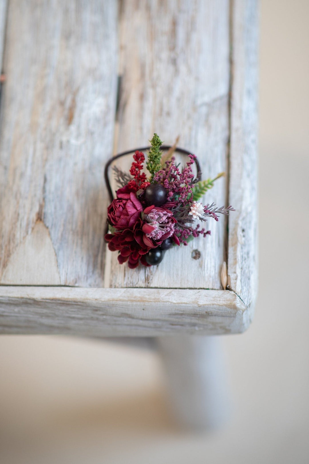 Burgundy Flower Hair Tie: Wedding Hair Accessories – handmade floral hair accessory by magaela