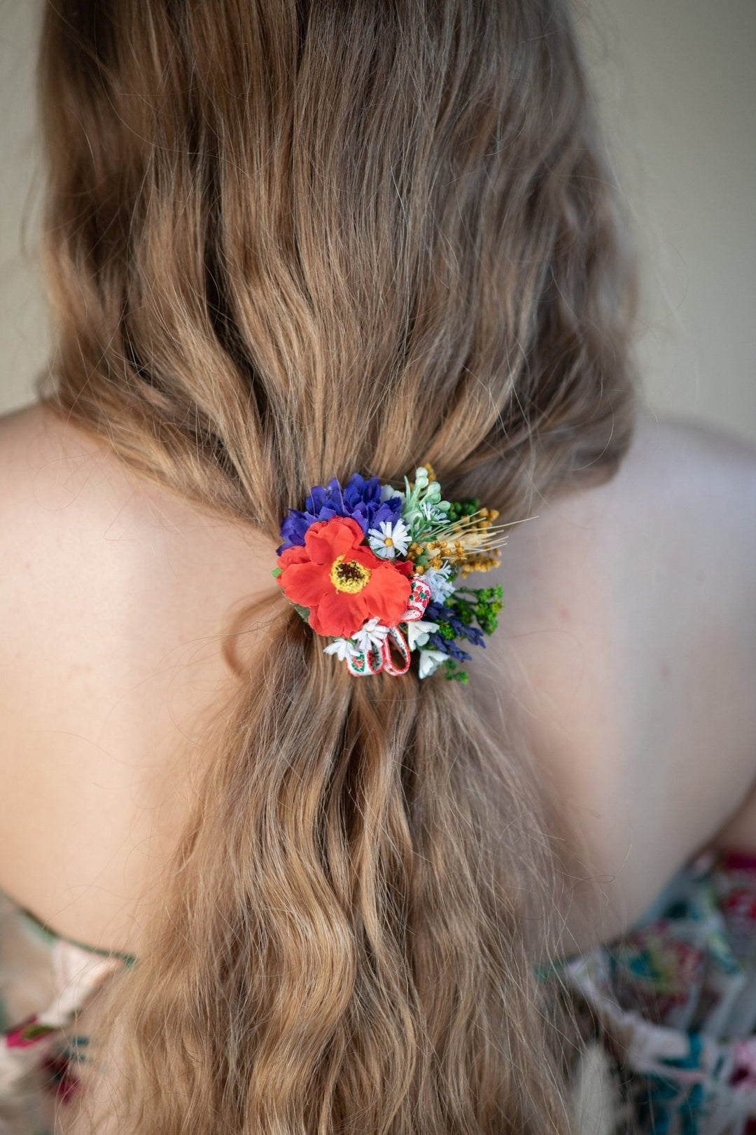 Folk Flower Hair Tie: Poppy Wedding Hair Accessories – handmade floral hair accessory by magaela