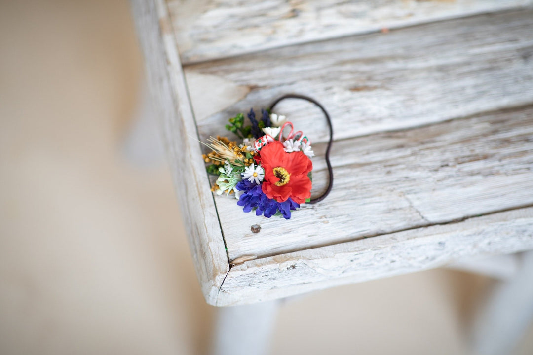 Folk Flower Hair Tie: Poppy Wedding Hair Accessories – handmade floral hair accessory by magaela