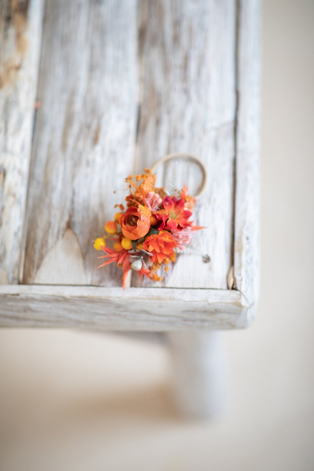 Autumn Flower Hair Tie: Orange Floral Hair Bobble, Wedding Accessory – handmade floral hair accessory by magaela