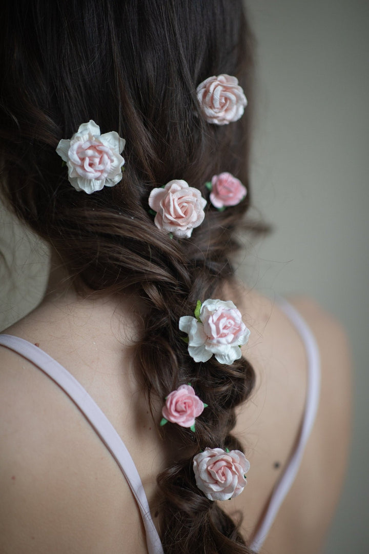 Blush Rose Hair Pins: Bridal Hair Accessories – handmade floral hair accessory by magaela