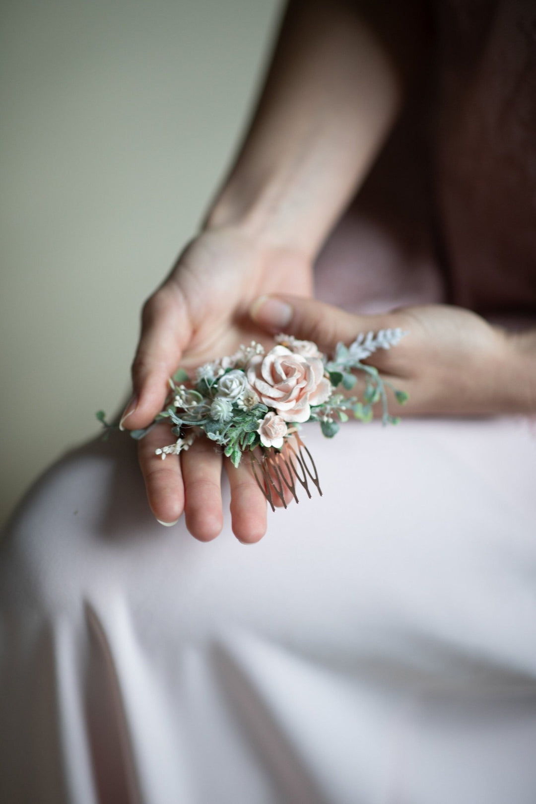 Blush Rose Wedding Hair Comb & Pins: Romantic Bridal Hairstyle – handmade floral hair accessory by magaela