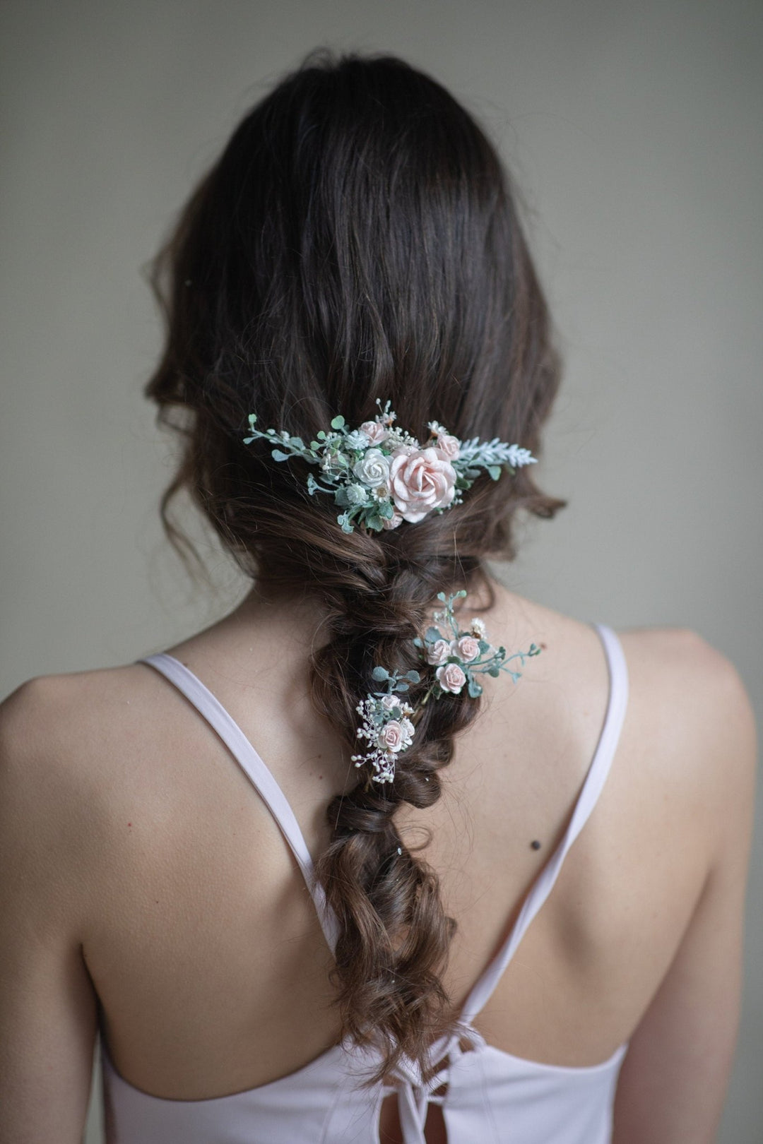 Blush Rose Wedding Hair Comb & Pins: Romantic Bridal Hairstyle – handmade floral hair accessory by magaela