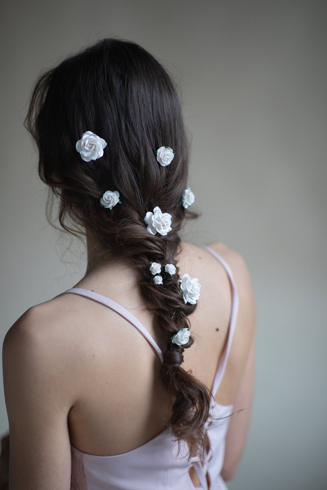 White Rose Hair Pins: Bridal Flower Hair Clips – handmade floral hair accessory by magaela
