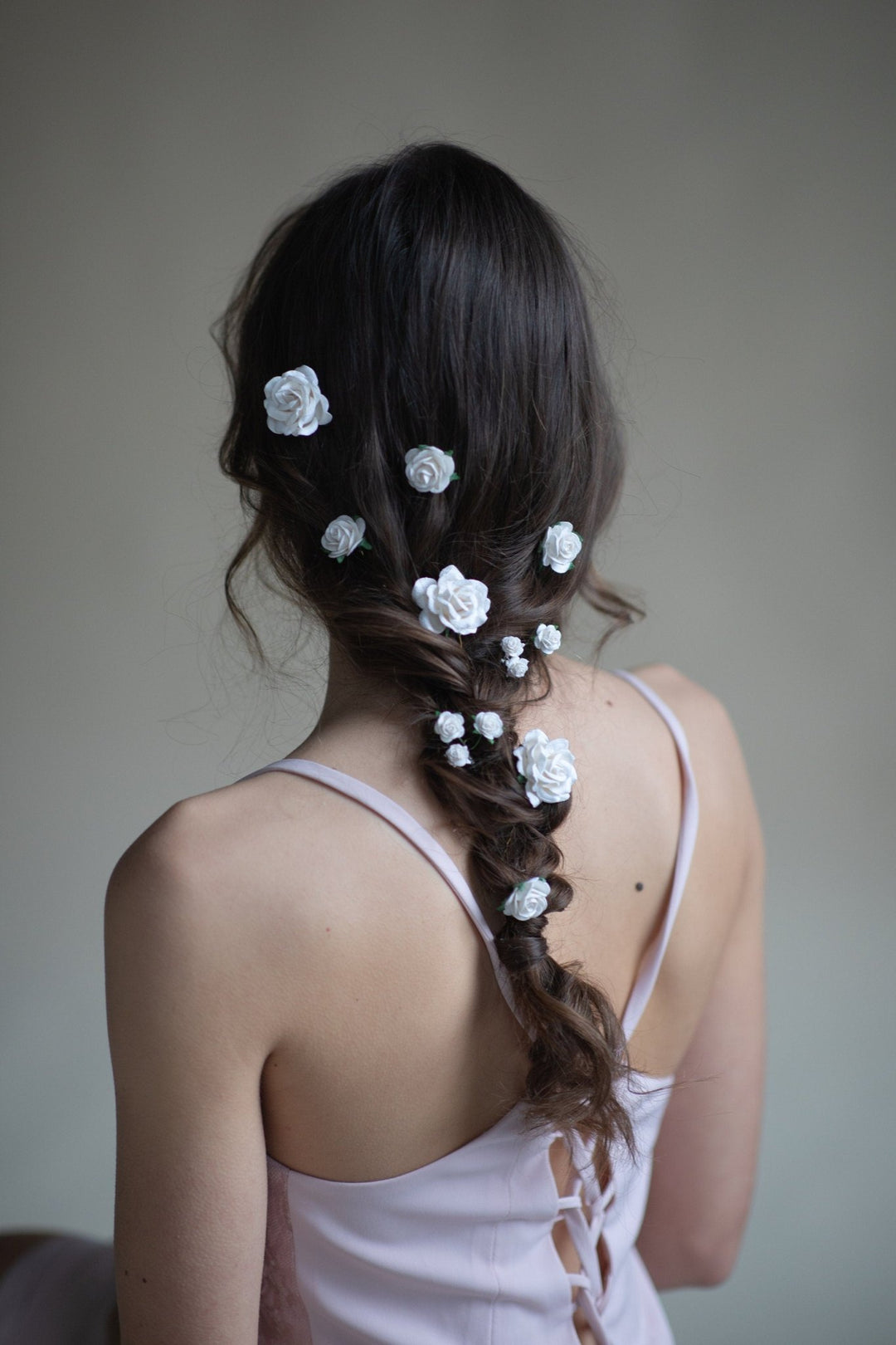 White Rose Hair Pins: Bridal Flower Hair Clips – handmade floral hair accessory by magaela