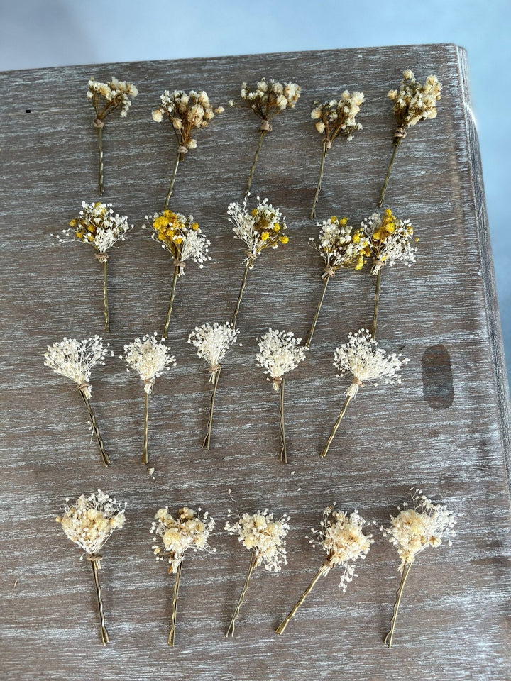 Baby's Breath Flower Hairpins: Ivory Wedding Bobby Pins – handmade floral hair accessory by magaela