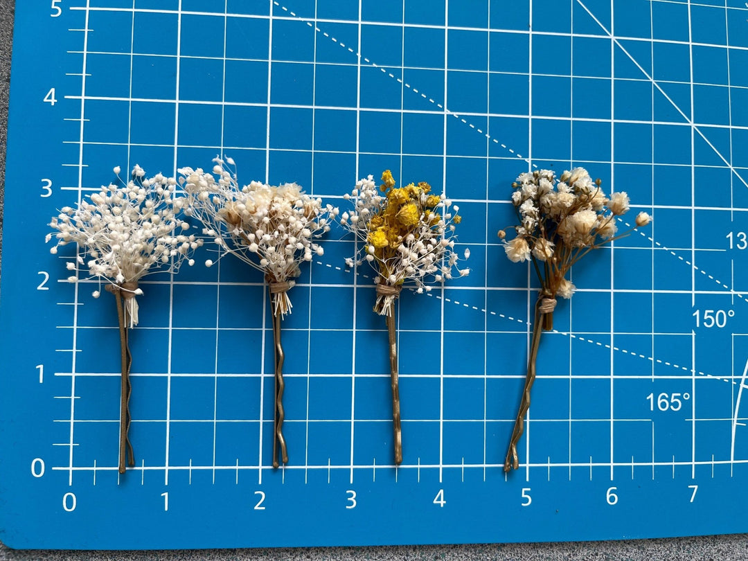 Baby's Breath Flower Hairpins: Ivory Wedding Bobby Pins – handmade floral hair accessory by magaela