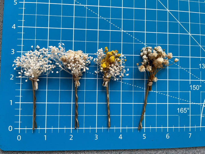 Baby's Breath Flower Hairpins: Ivory Wedding Bobby Pins – handmade floral hair accessory by magaela