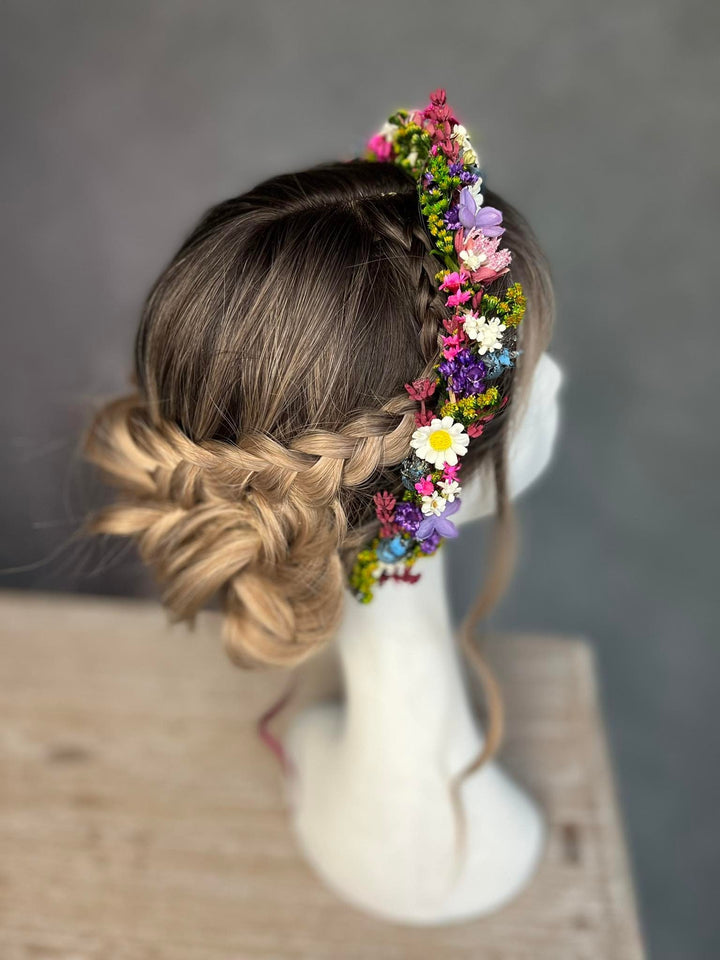 Pink & Purple Flower Crown: Handmade Meadow Bridal Wreath – handmade floral hair accessory by magaela