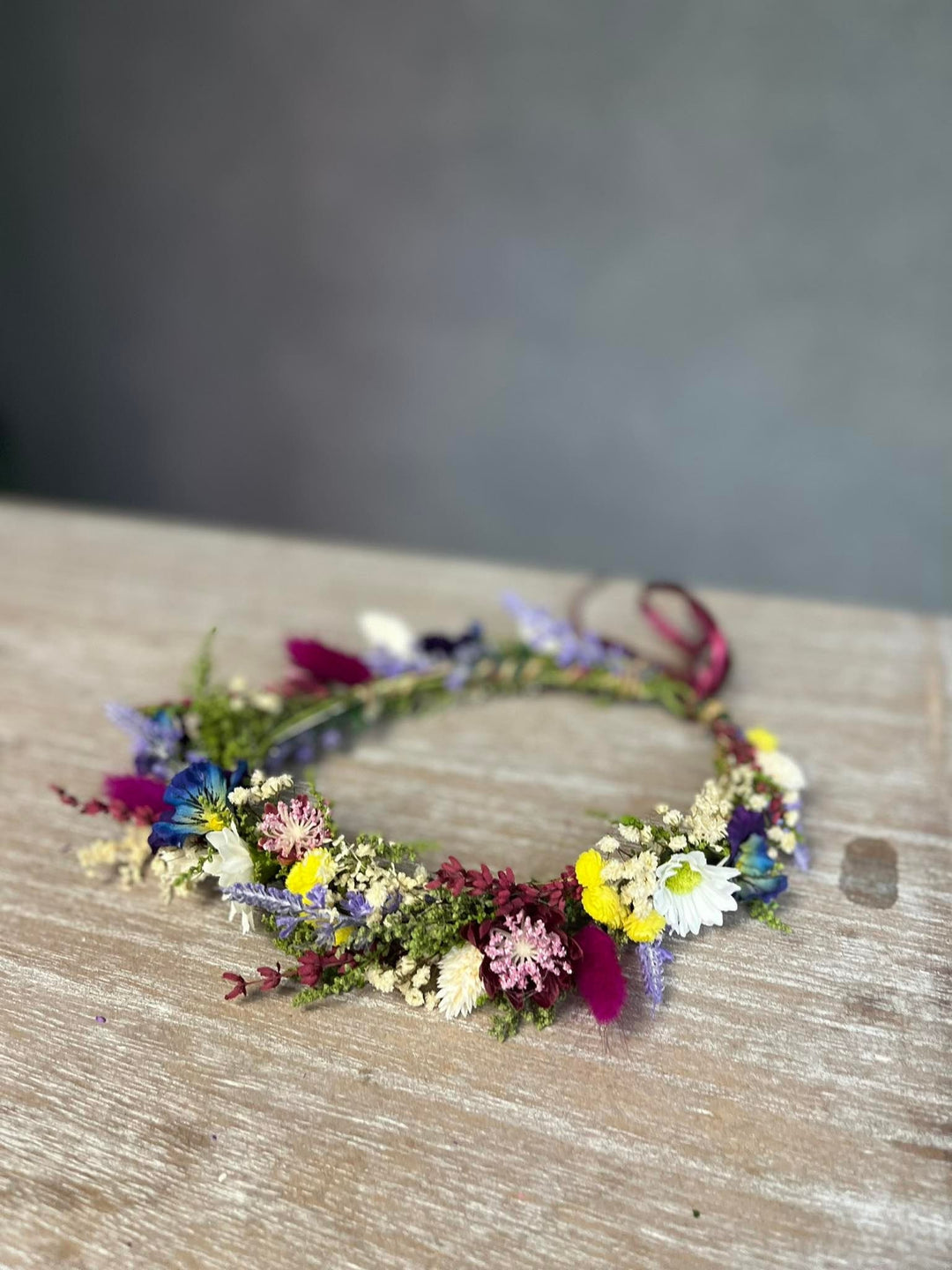 Blue & Fuchsia Floral Wedding Crown: Handmade Meadow Hair Accessory – handmade floral hair accessory by magaela