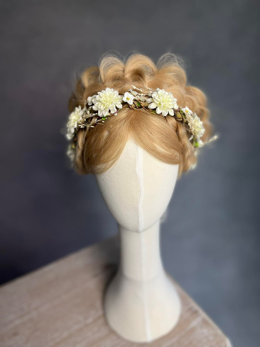 Ivory Flower Bridal Crown: Romantic Wedding Hair Wreath – handmade floral hair accessory by magaela