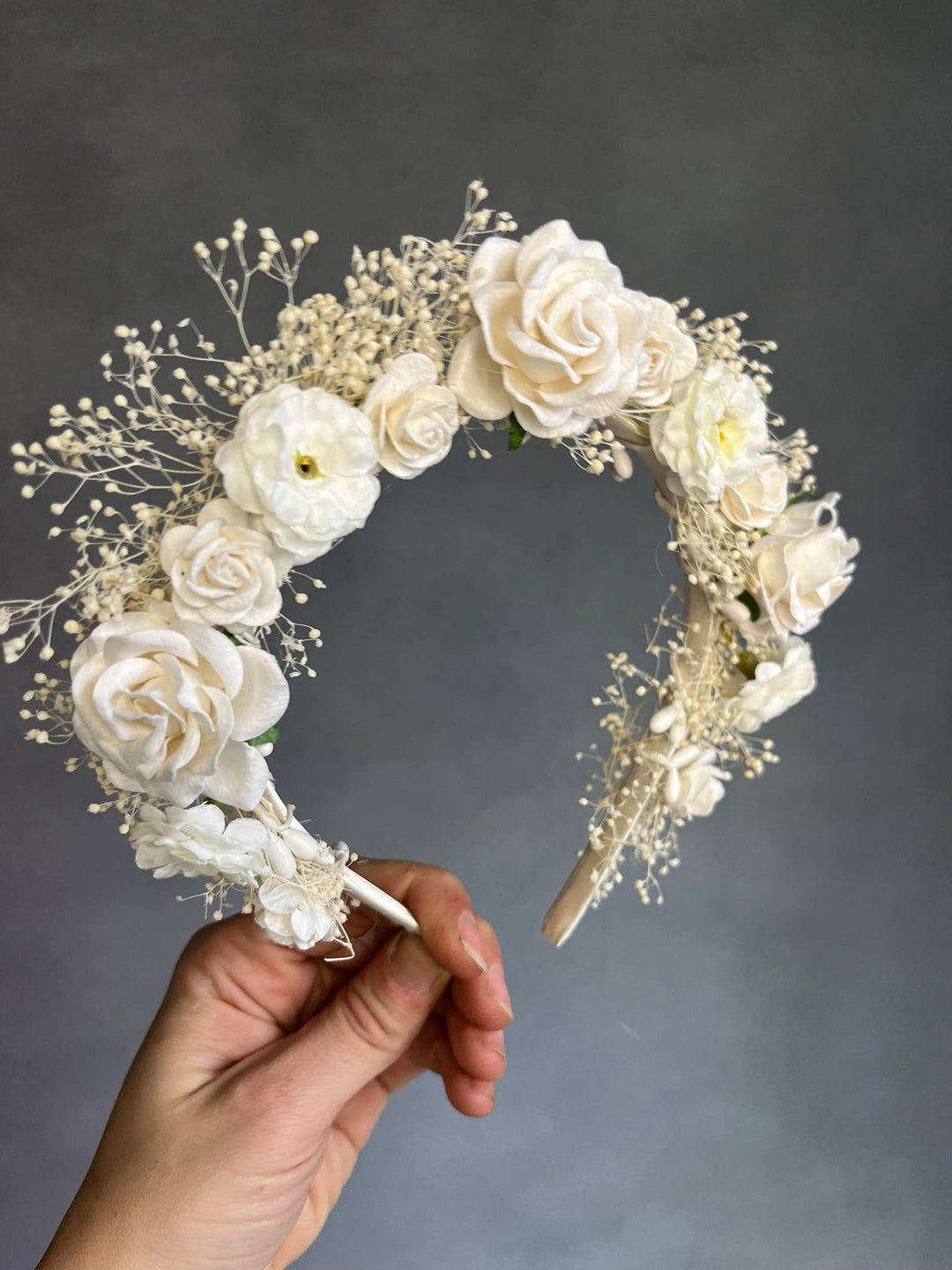 Ivory Rose Flower Headband: Bridal Hair Jewelry – handmade floral hair accessory by magaela