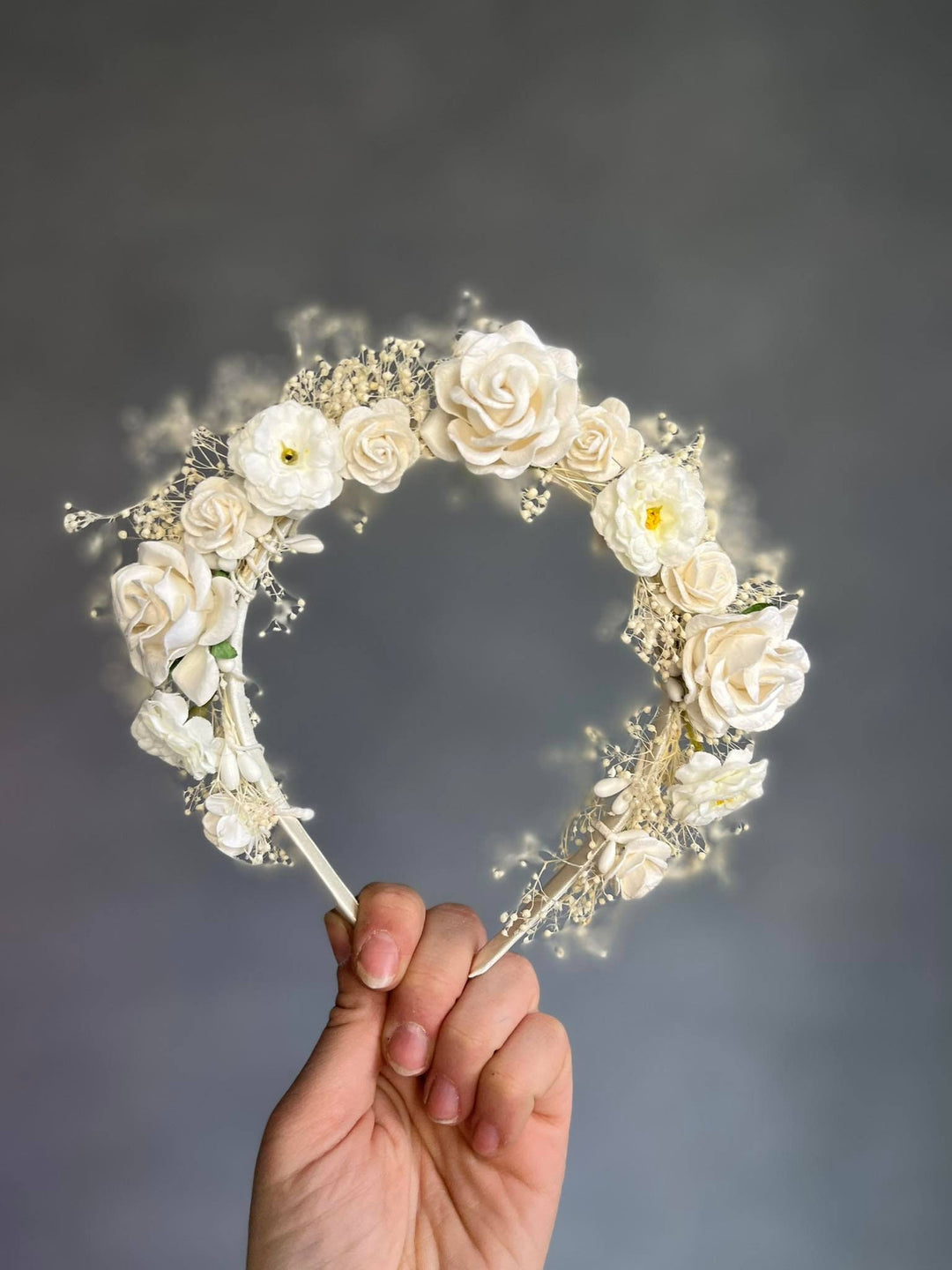 Ivory Rose Flower Headband: Bridal Hair Jewelry – handmade floral hair accessory by magaela