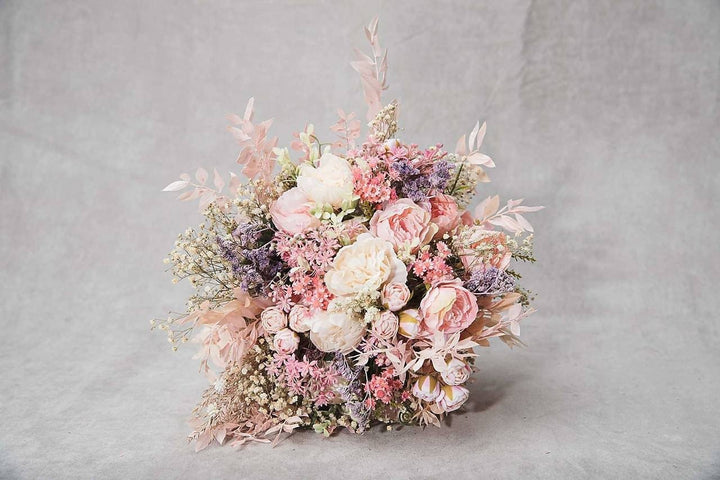 Blush Pink Peony Bridal Bouquet: Baby's Breath Wedding Flowers – handmade floral hair accessory by magaela