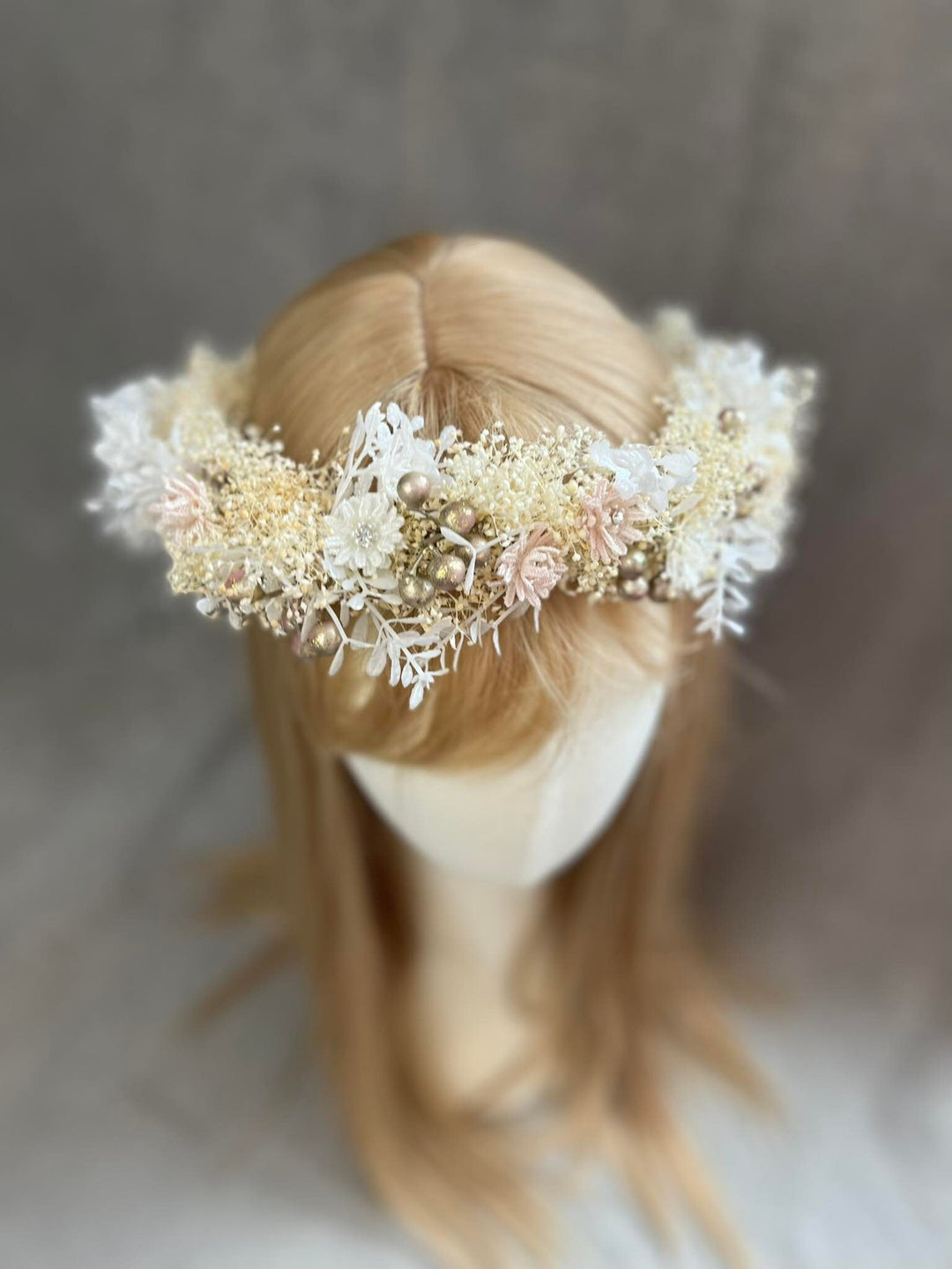 Ivory Flower Bridal Crown: Boho Wedding Hair Wreath – handmade floral hair accessory by magaela