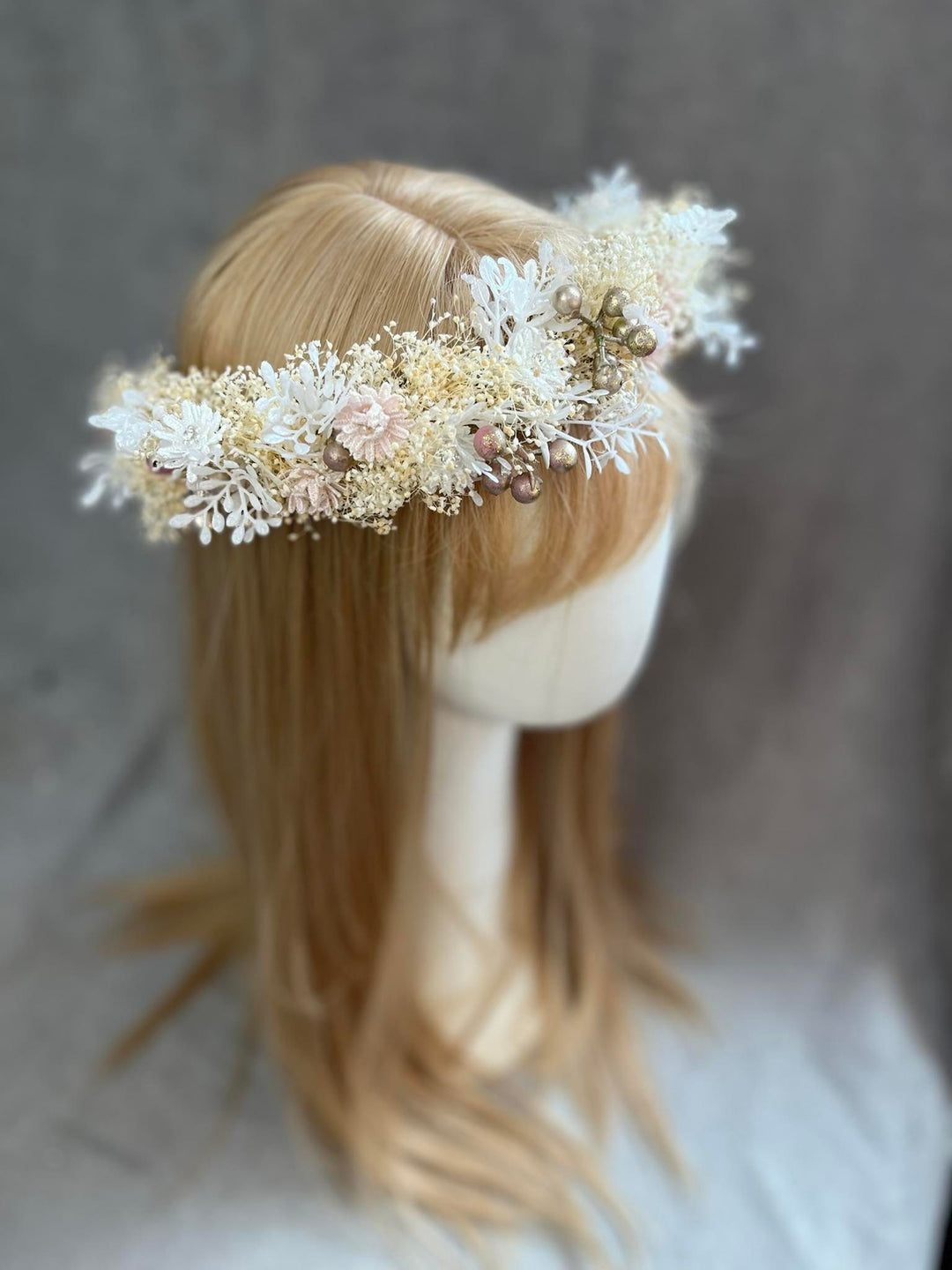 Ivory Flower Bridal Crown: Boho Wedding Hair Wreath – handmade floral hair accessory by magaela