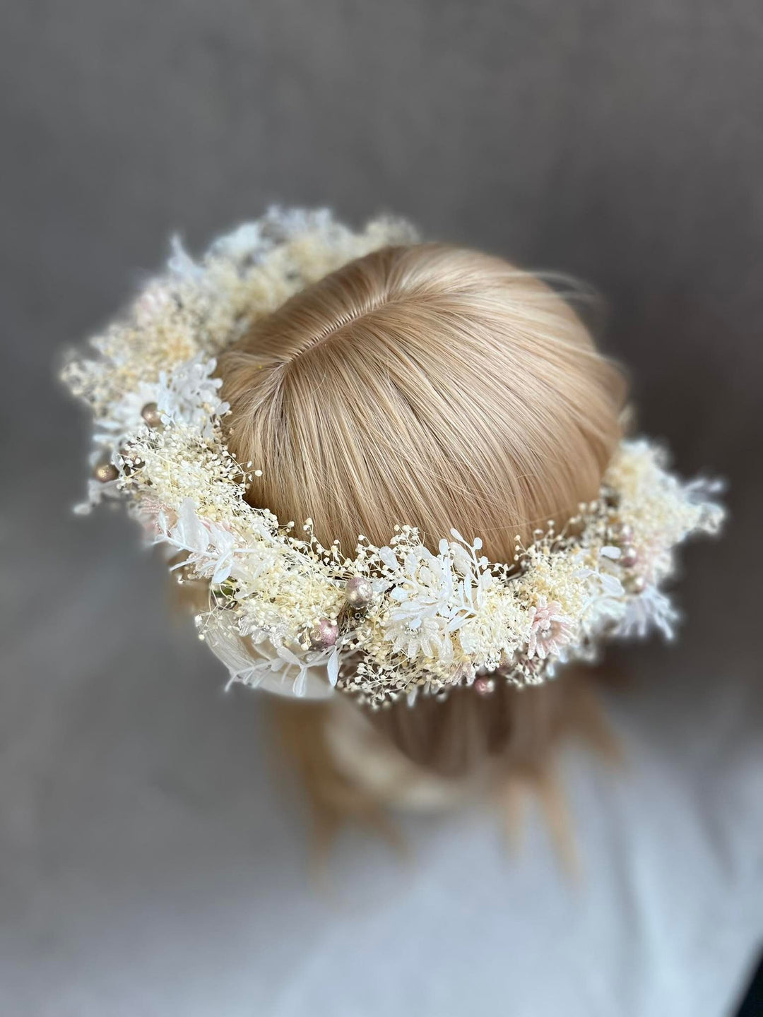 Ivory Flower Bridal Crown: Boho Wedding Hair Wreath – handmade floral hair accessory by magaela