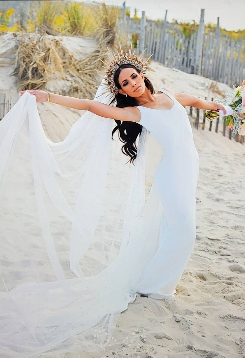 Rose Gold Spiked Bridal Halo Crown: Wedding Festival Headband – handmade floral hair accessory by magaela