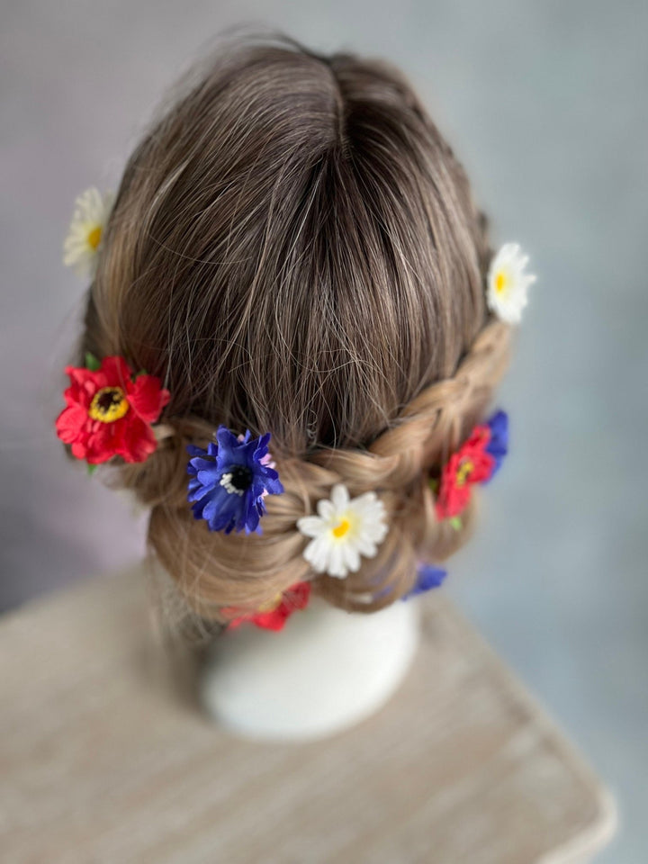 Wildflower Hair Pins: Poppy, Cornflower, Daisy - Wedding Hair Accessories – handmade floral hair accessory by magaela