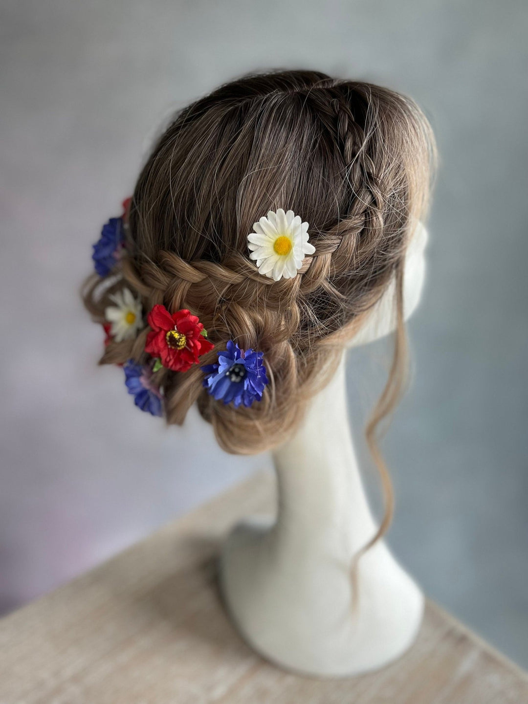 Wildflower Hair Pins: Poppy, Cornflower, Daisy - Wedding Hair Accessories – handmade floral hair accessory by magaela