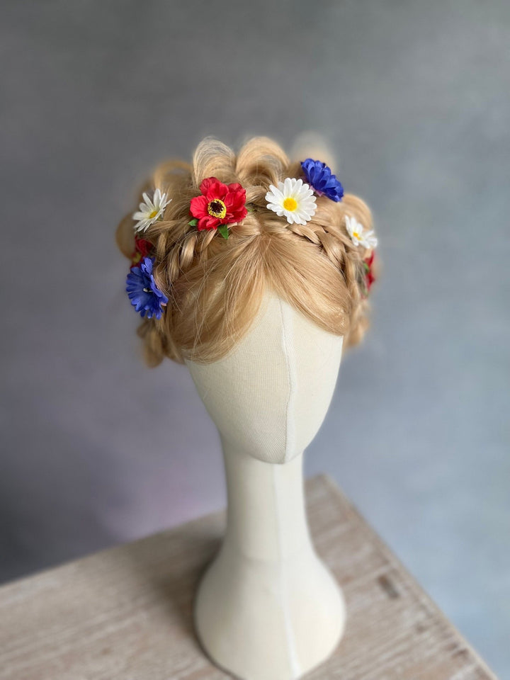 Wildflower Hair Pins: Poppy, Cornflower, Daisy - Wedding Hair Accessories – handmade floral hair accessory by magaela