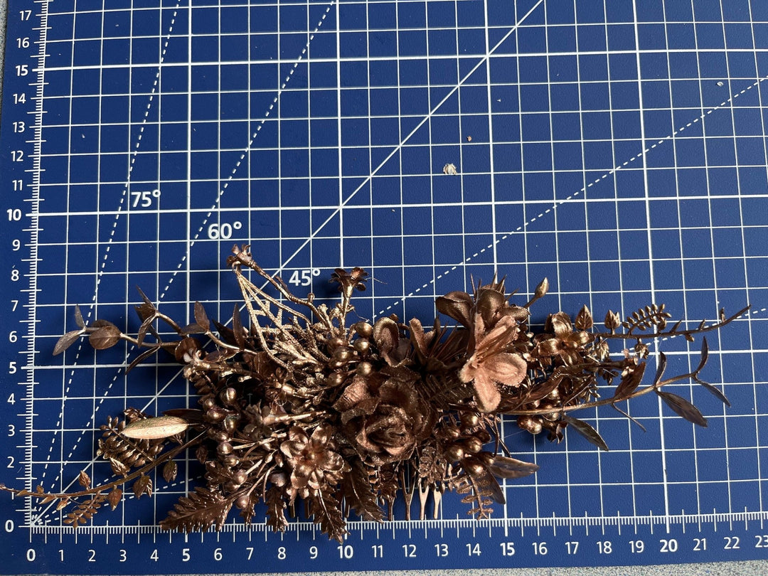 Dark Bronze Flower Hair Comb: Elegant Bridal Headpiece – handmade floral hair accessory by magaela