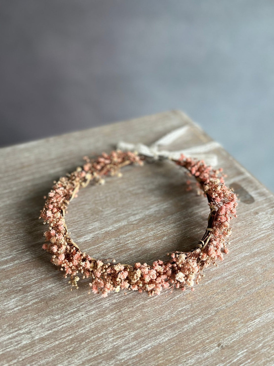 Pink Baby's Breath Flower Crown: Preserved Wedding Hair Wreath – handmade floral hair accessory by magaela