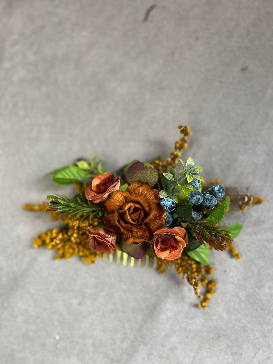 Autumn Flower Hair Comb: Woodland Wedding Bridal Accessory – handmade floral hair accessory by magaela