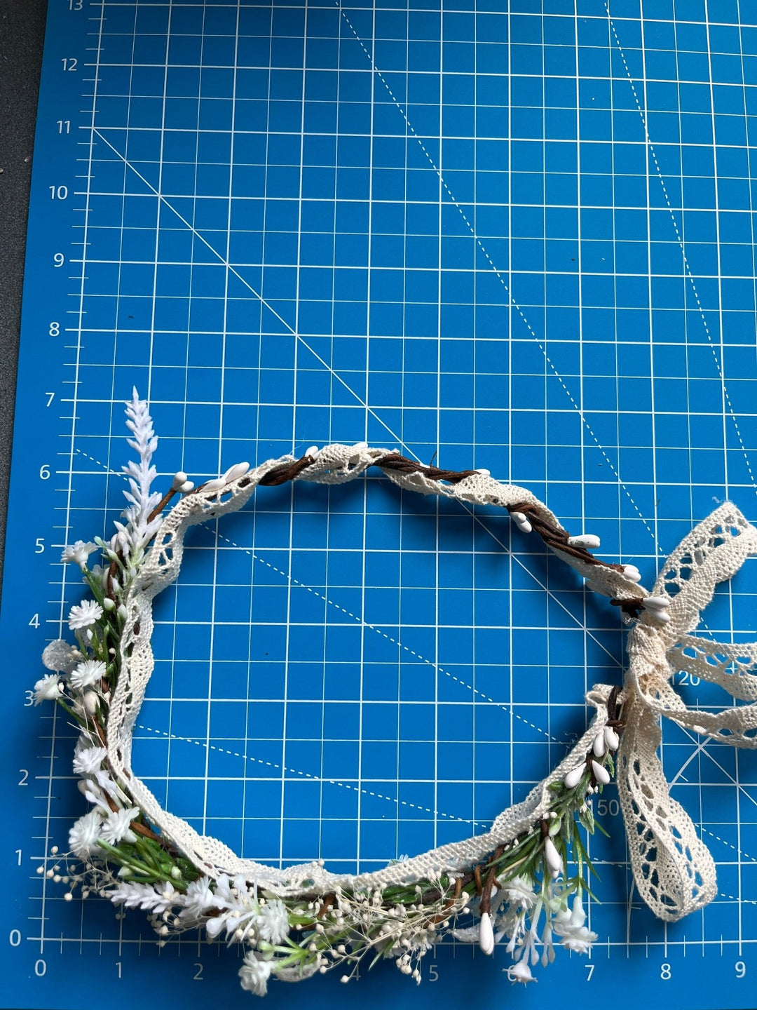 White Flower Bridal Crown: Wedding Hair Wreath, Ivory Headpiece – handmade floral hair accessory by magaela