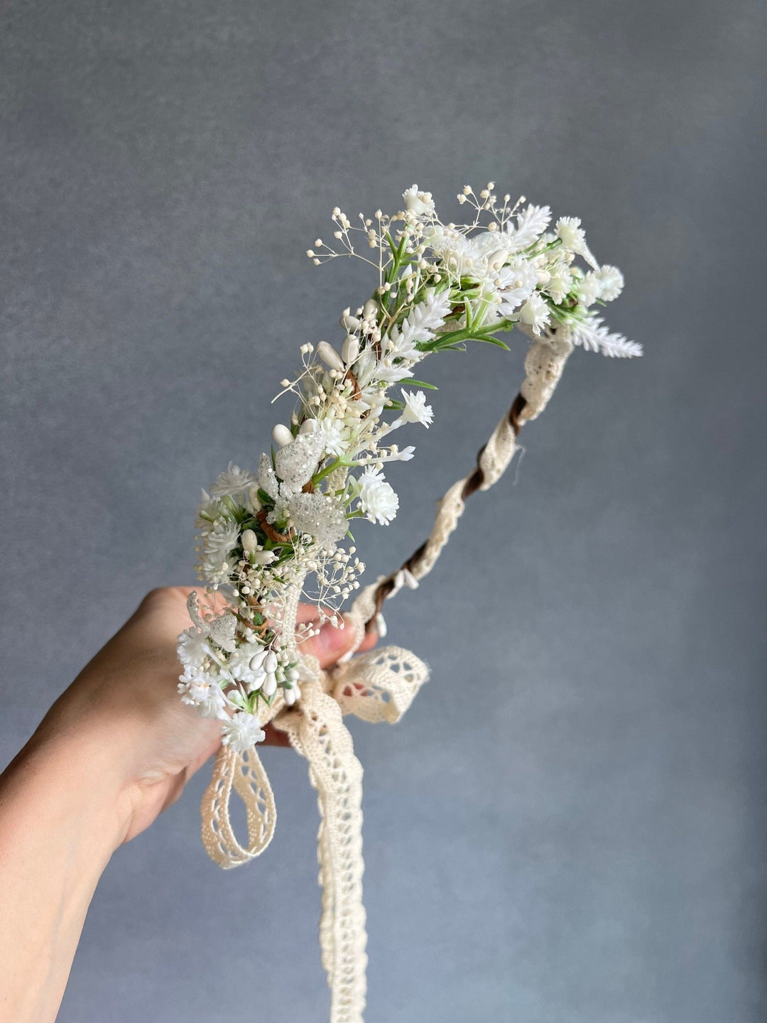 White Flower Bridal Crown: Wedding Hair Wreath, Ivory Headpiece – handmade floral hair accessory by magaela