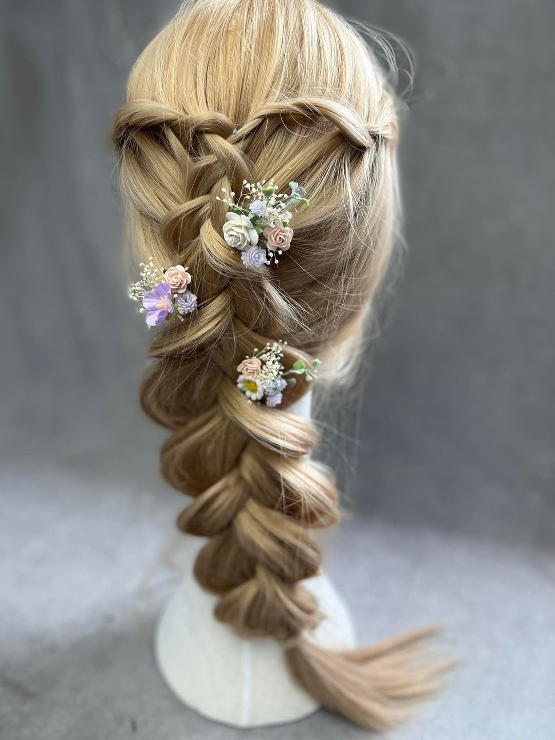 Pastel Flower Hair Comb & Pin Set: Bridal Meadow Accessories – handmade floral hair accessory by magaela