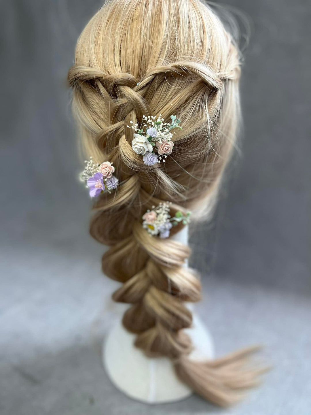 Pastel Flower Hair Comb & Pin Set: Bridal Meadow Accessories – handmade floral hair accessory by magaela