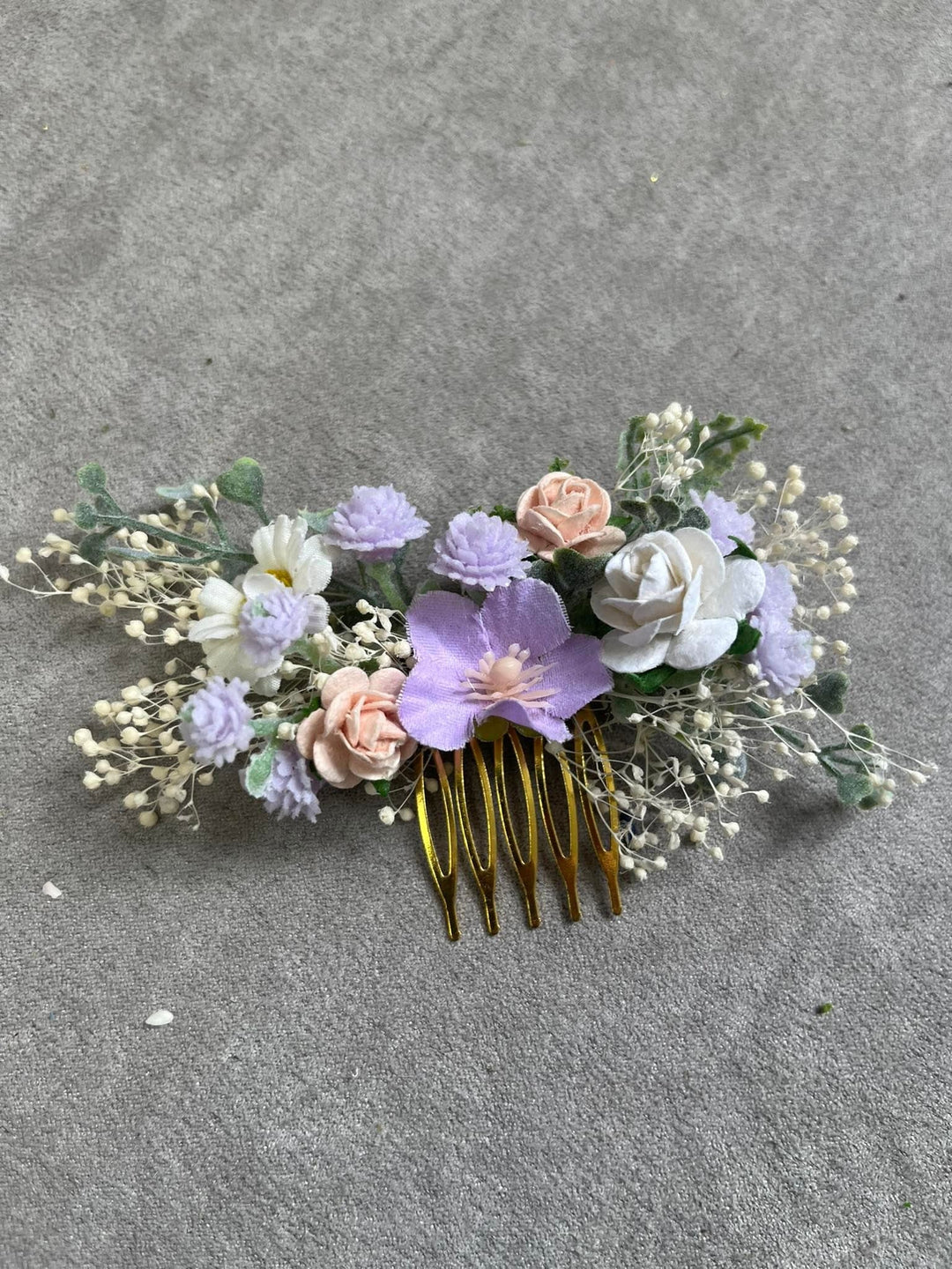 Pastel Flower Hair Comb & Pin Set: Bridal Meadow Accessories – handmade floral hair accessory by magaela
