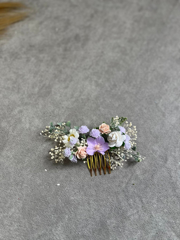 Pastel Flower Hair Comb & Pin Set: Bridal Meadow Accessories – handmade floral hair accessory by magaela
