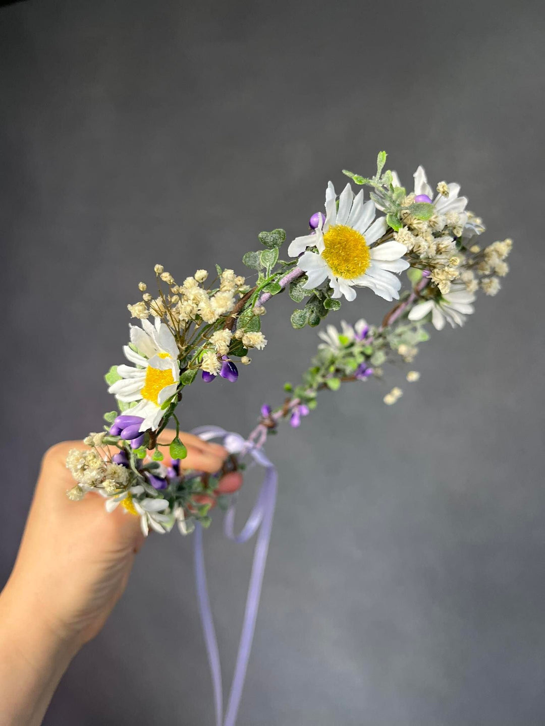 Daisy Flower Crown: Handmade Meadow Wedding Hair Wreath – handmade floral hair accessory by magaela