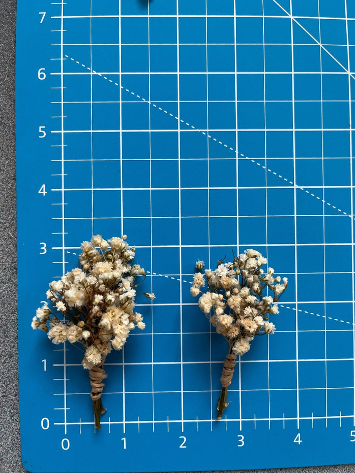 Ivory Baby's Breath Boutonniere: Preserved Wedding Groom Corsage – handmade floral hair accessory by magaela