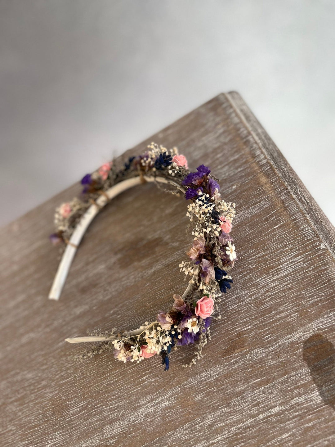 Romantic Flower Headband: Purple Pink Bridal Hairpiece – handmade floral hair accessory by magaela