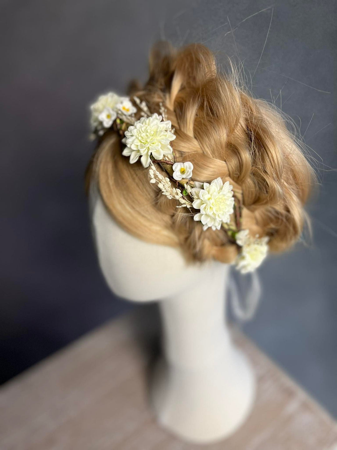 Ivory Flower Bridal Crown: Romantic Wedding Hair Wreath – handmade floral hair accessory by magaela