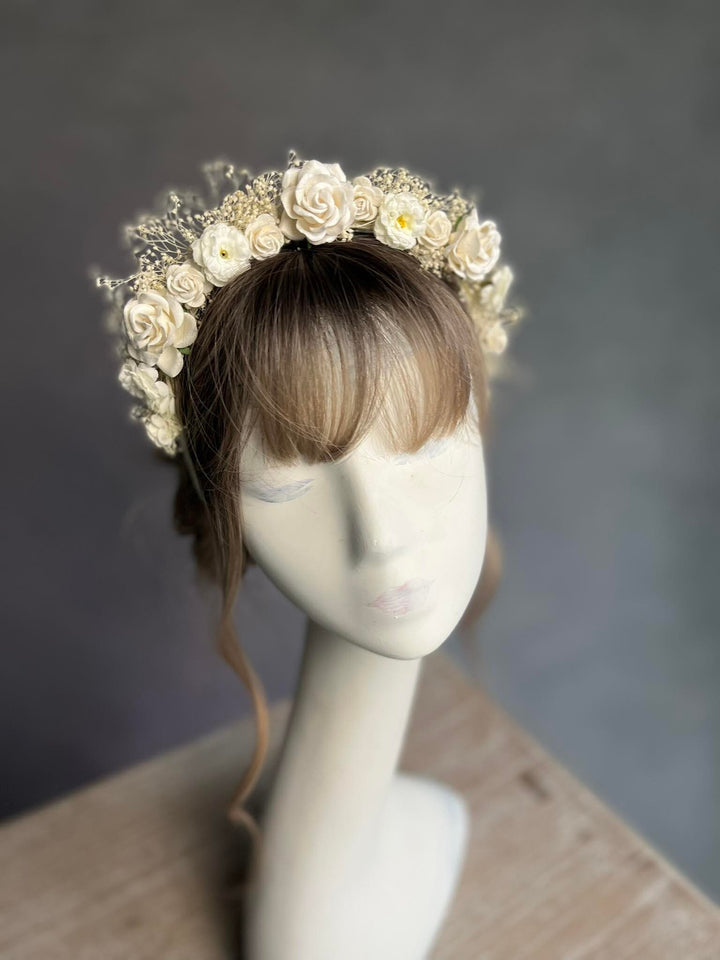 Ivory Rose Flower Headband: Bridal Hair Jewelry – handmade floral hair accessory by magaela