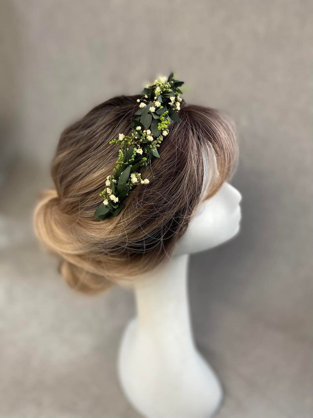 Eucalyptus Wedding Headband: Greenery Flower Crown, Baby's Breath – handmade floral hair accessory by magaela