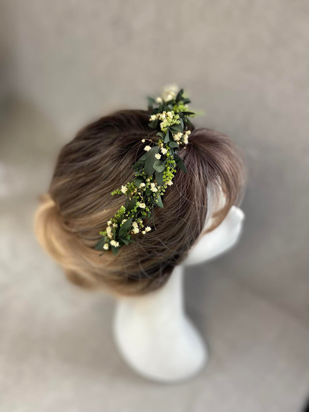 Eucalyptus Wedding Headband: Greenery Flower Crown, Baby's Breath – handmade floral hair accessory by magaela