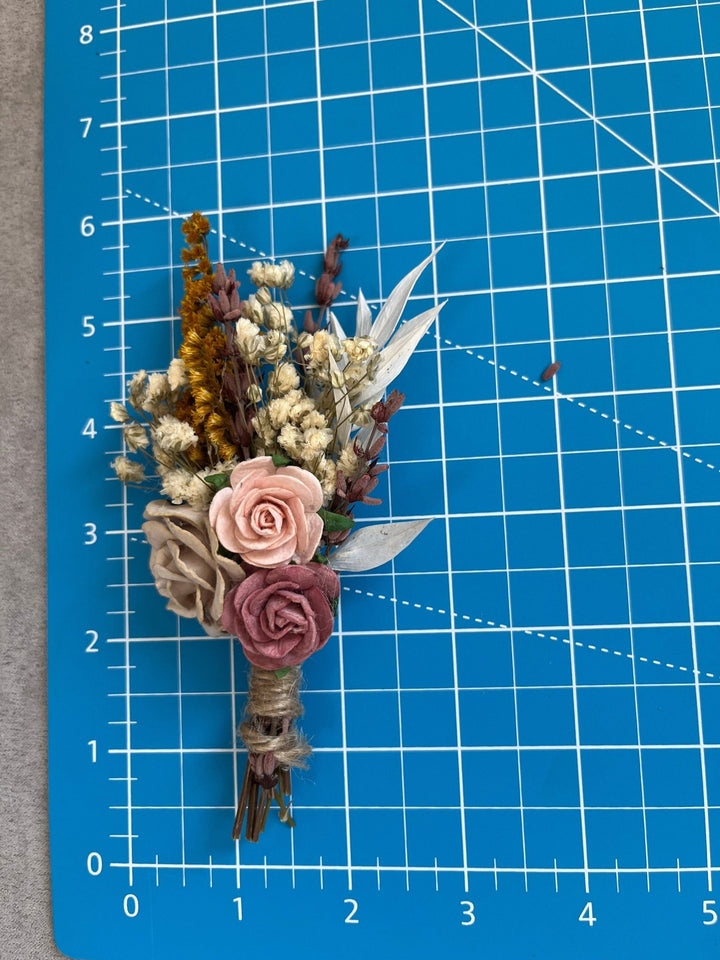 Dusty Pink Rose Boutonniere: Rustic Groom Wedding Accessory – handmade floral hair accessory by magaela