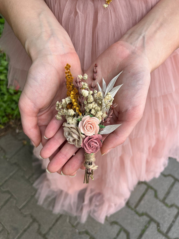 Dusty Pink Rose Boutonniere: Rustic Groom Wedding Accessory – handmade floral hair accessory by magaela