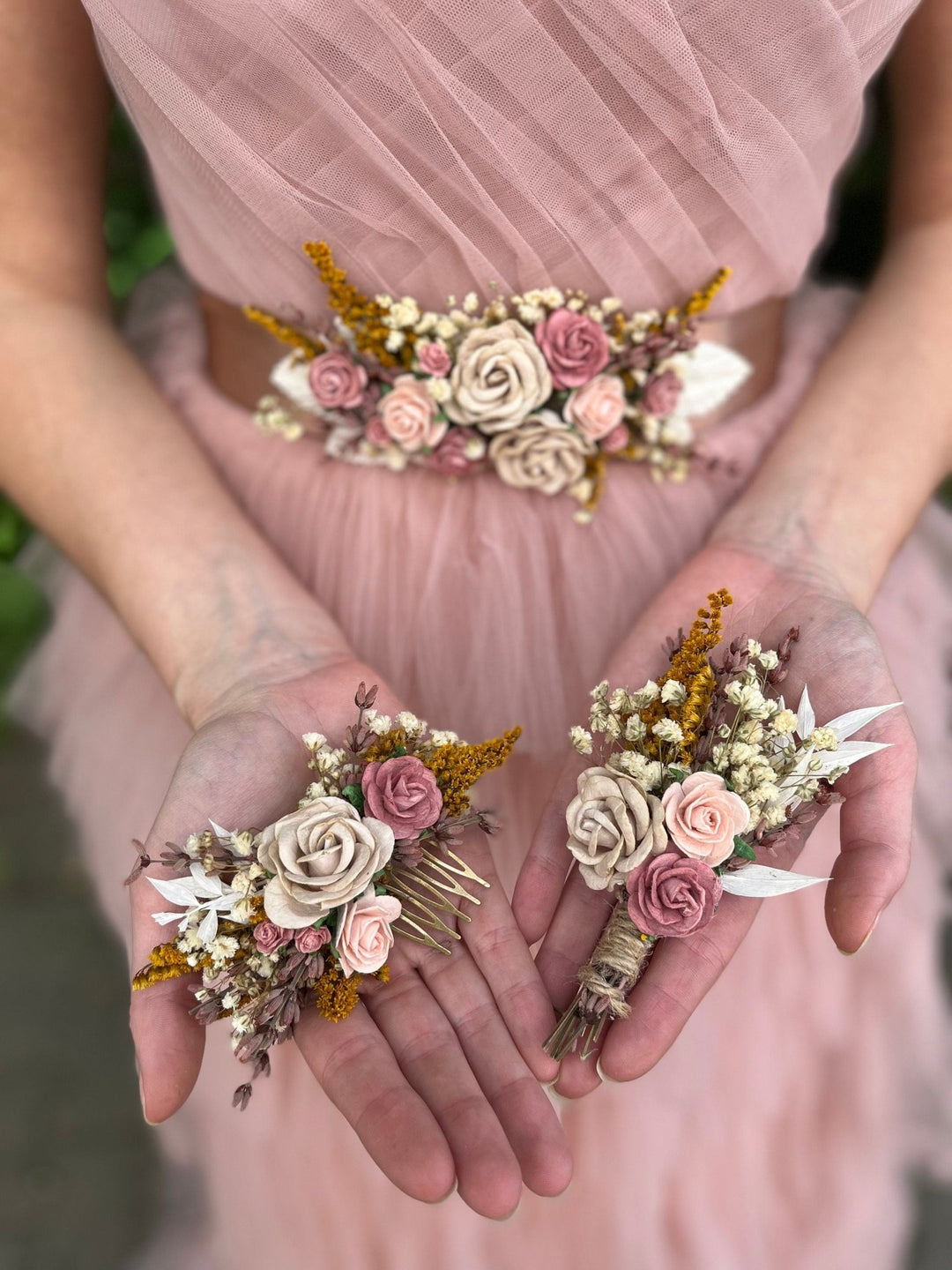 Dusty Pink Rose Boutonniere: Rustic Groom Wedding Accessory – handmade floral hair accessory by magaela