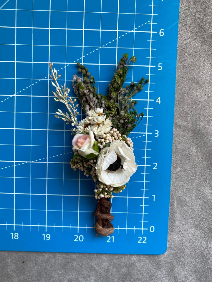 Anemone Boutonniere: Romantic Wedding Flower Corsage – handmade floral hair accessory by magaela