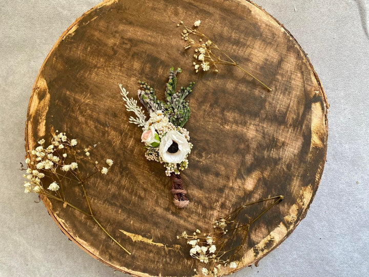 Anemone Boutonniere: Romantic Wedding Flower Corsage – handmade floral hair accessory by magaela