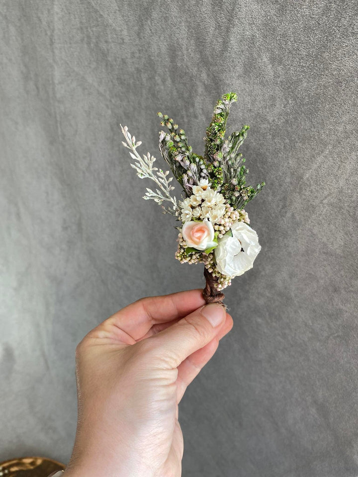 Anemone Boutonniere: Romantic Wedding Flower Corsage – handmade floral hair accessory by magaela