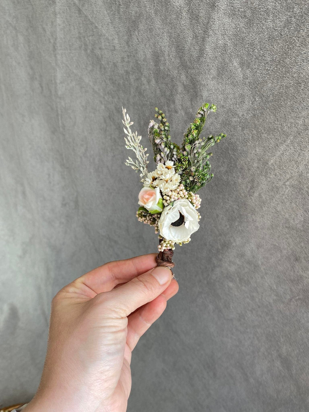 Anemone Boutonniere: Romantic Wedding Flower Corsage – handmade floral hair accessory by magaela